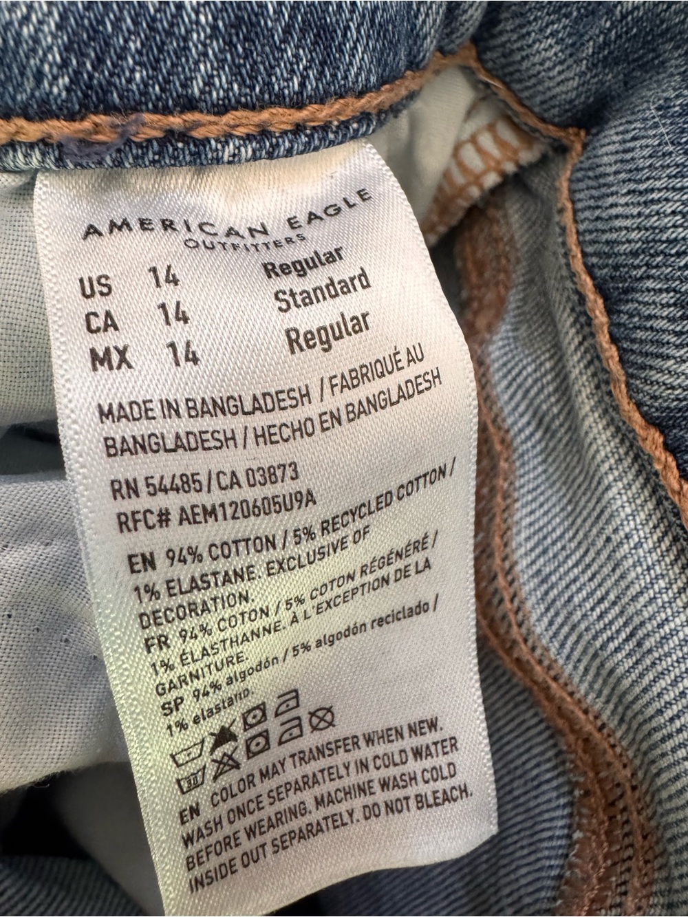 American Eagle Outfitters Distressed Light Blue Straight Leg Jeans - Picture 4 of 4